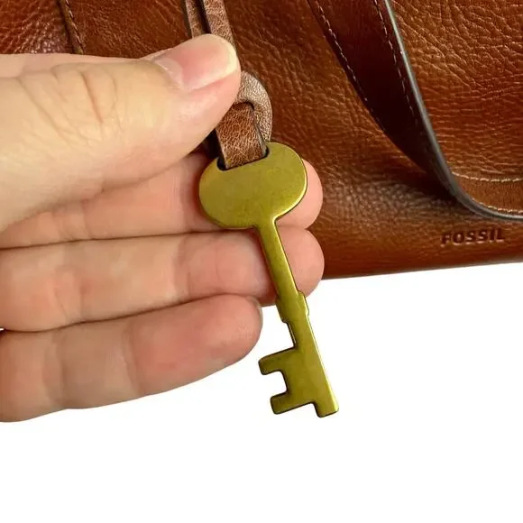 Fossil Tan Cow Hide Leather Jacqueline Crossbody or Tote Bag Purse Boho - Picture 4 of 11